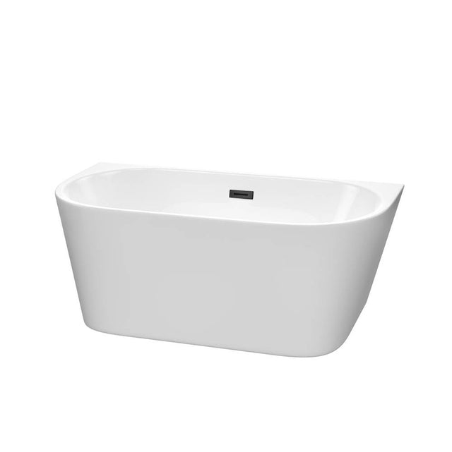 Wyndham Collection - Callie 59 Inch Freestanding Bathtub in White with Matte Black Drain and Overflow Trim