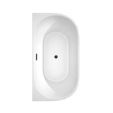 Callie 59 Inch Freestanding Bathtub in White with Matte Black Drain and Overflow Trim