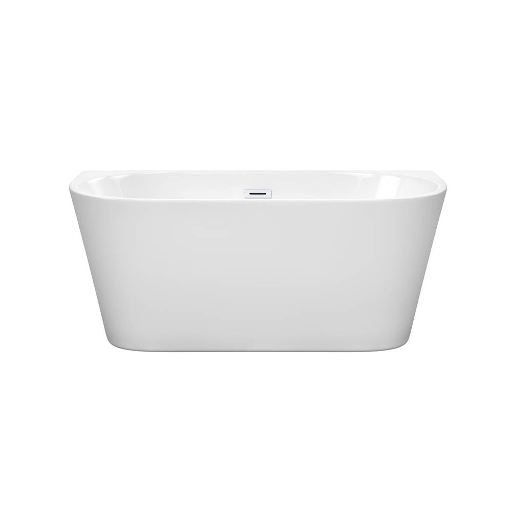 Callie 59 Inch Freestanding Bathtub in White with Shiny White Drain and Overflow Trim