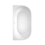 Callie 59 Inch Freestanding Bathtub in White with Shiny White Drain and Overflow Trim