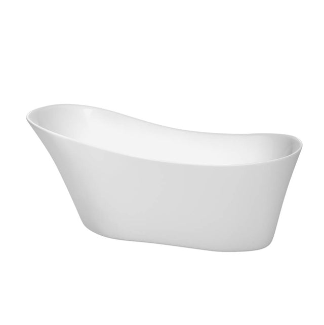 Wyndham Collection - Janice 67 Inch Freestanding Bathtub in White with Polished Chrome Drain and Overflow Trim - White With Polished Chrome