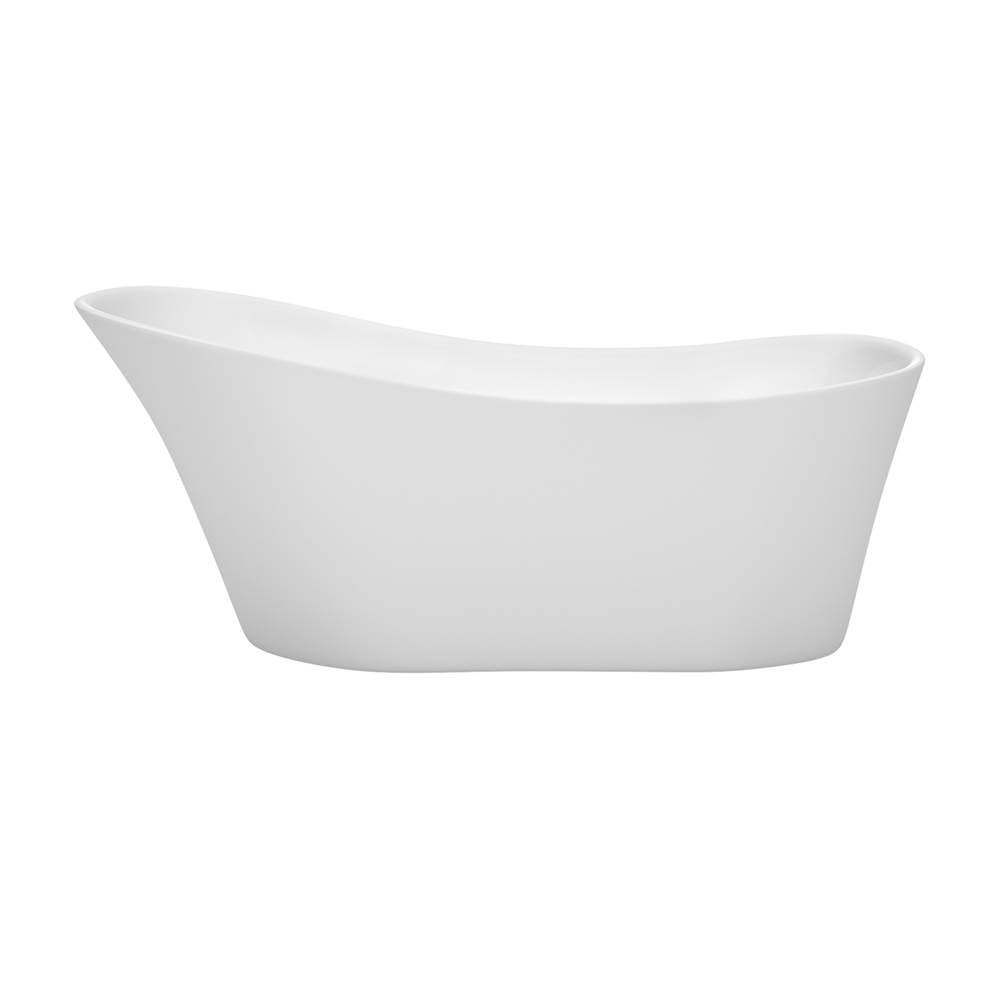 Janice 67 Inch Freestanding Bathtub in White with Polished Chrome Drain and Overflow Trim