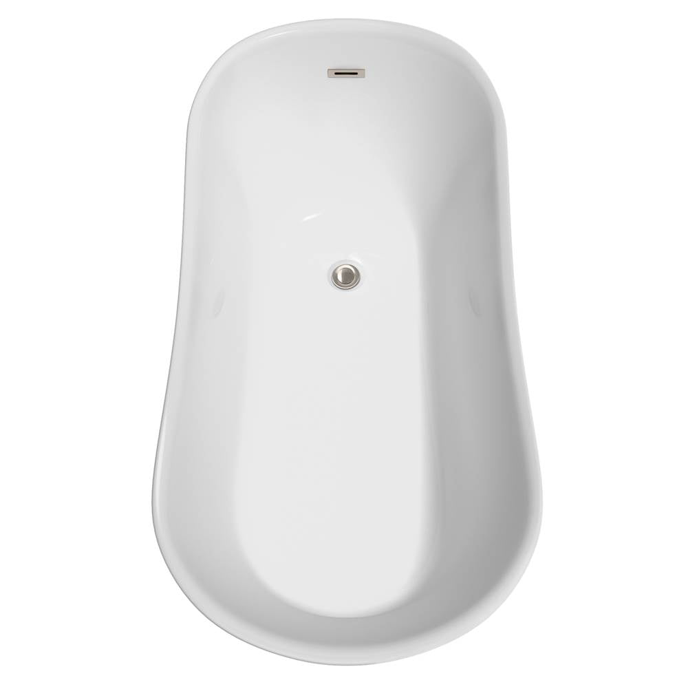 Janice 67 Inch Freestanding Bathtub in White with Polished Chrome Drain and Overflow Trim