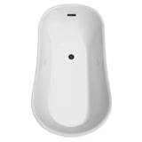 Janice 67 Inch Freestanding Bathtub in White with Floor Mounted Faucet, Drain and Overflow Trim in Matte Black