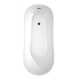 Janice 67 Inch Freestanding Bathtub in White with Floor Mounted Faucet, Drain and Overflow Trim in Matte Black