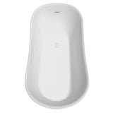 Janice 67 Inch Freestanding Bathtub in White with Shiny White Trim and Floor Mounted Faucet in Brushed Gold