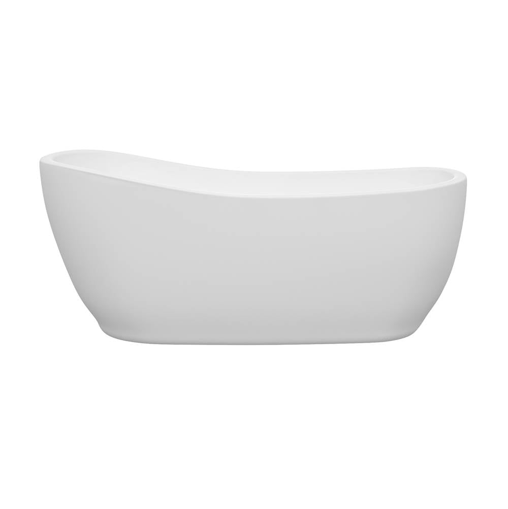 Margaret 66 Inch Freestanding Bathtub in White with Polished Chrome Drain and Overflow Trim