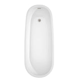 Margaret 66 Inch Freestanding Bathtub in White with Floor Mounted Faucet, Drain and Overflow Trim in Brushed Nickel