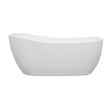 Margaret 66 Inch Freestanding Bathtub in White with Shiny White Drain and Overflow Trim