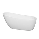 Wyndham Collection - Florence 68 Inch Freestanding Bathtub in White with Polished Chrome Drain and Overflow Trim - White With Polished Chrome