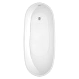 Florence 68 Inch Freestanding Bathtub in White with Polished Chrome Trim and Floor Mounted Faucet in Matte Black