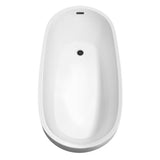 Florence 68 Inch Freestanding Bathtub in White with Floor Mounted Faucet, Drain and Overflow Trim in Matte Black