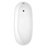 Florence 68 Inch Freestanding Bathtub in White with Floor Mounted Faucet, Drain and Overflow Trim in Matte Black