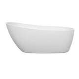 Florence 68 Inch Freestanding Bathtub in White with Shiny White Drain and Overflow Trim