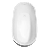 Florence 68 Inch Freestanding Bathtub in White with Shiny White Trim and Floor Mounted Faucet in Brushed Gold