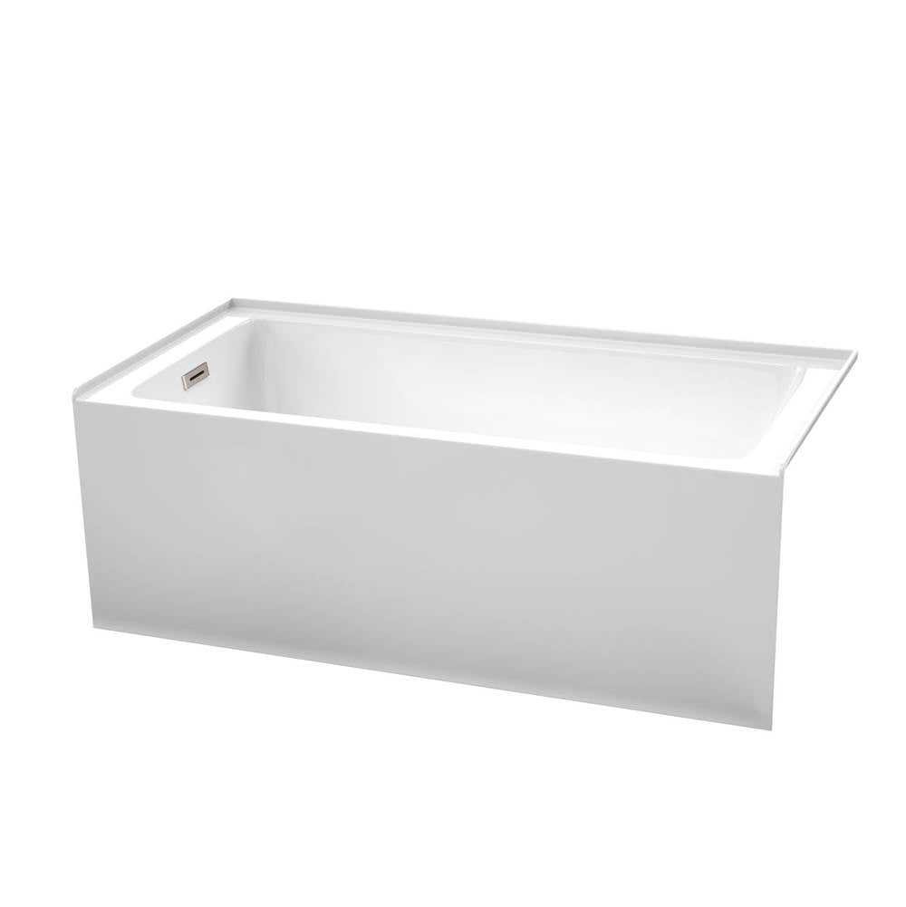 Wyndham Collection - Grayley 60 x 30 Inch Alcove Bathtub in White with Left-Hand Drain and Overflow Trim in Brushed Nickel - White With Brushed Nickel