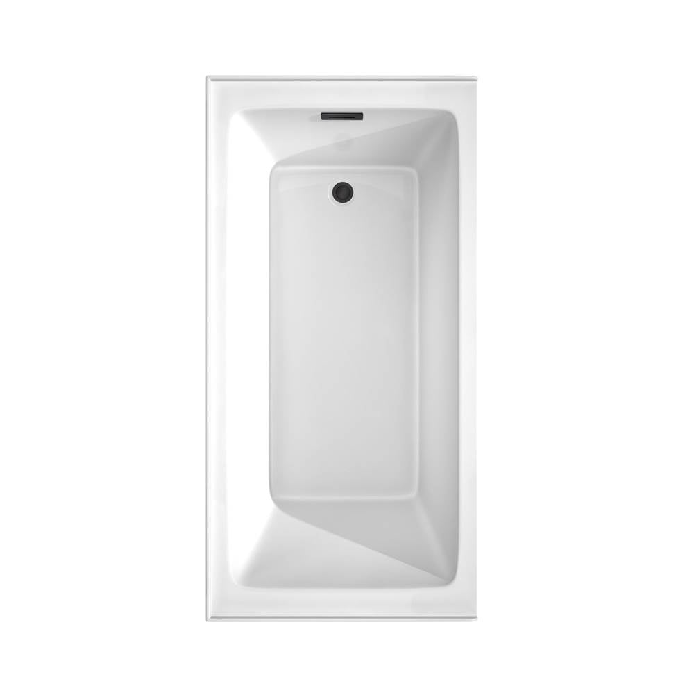 Grayley 60 x 30 Inch Alcove Bathtub in White with Right-Hand Drain and Overflow Trim in Matte Black