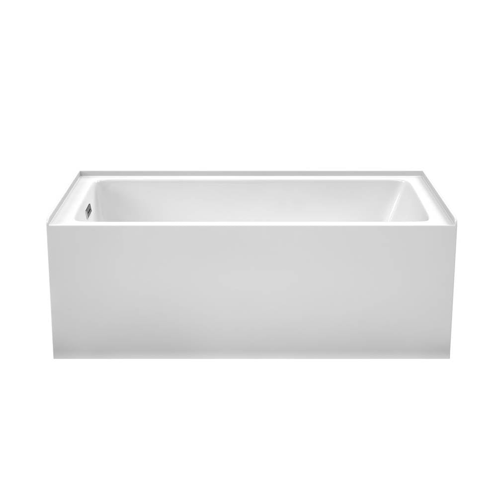 Grayley 60 x 32 Inch Alcove Bathtub in White with Left-Hand Drain and Overflow Trim in Polished Chrome