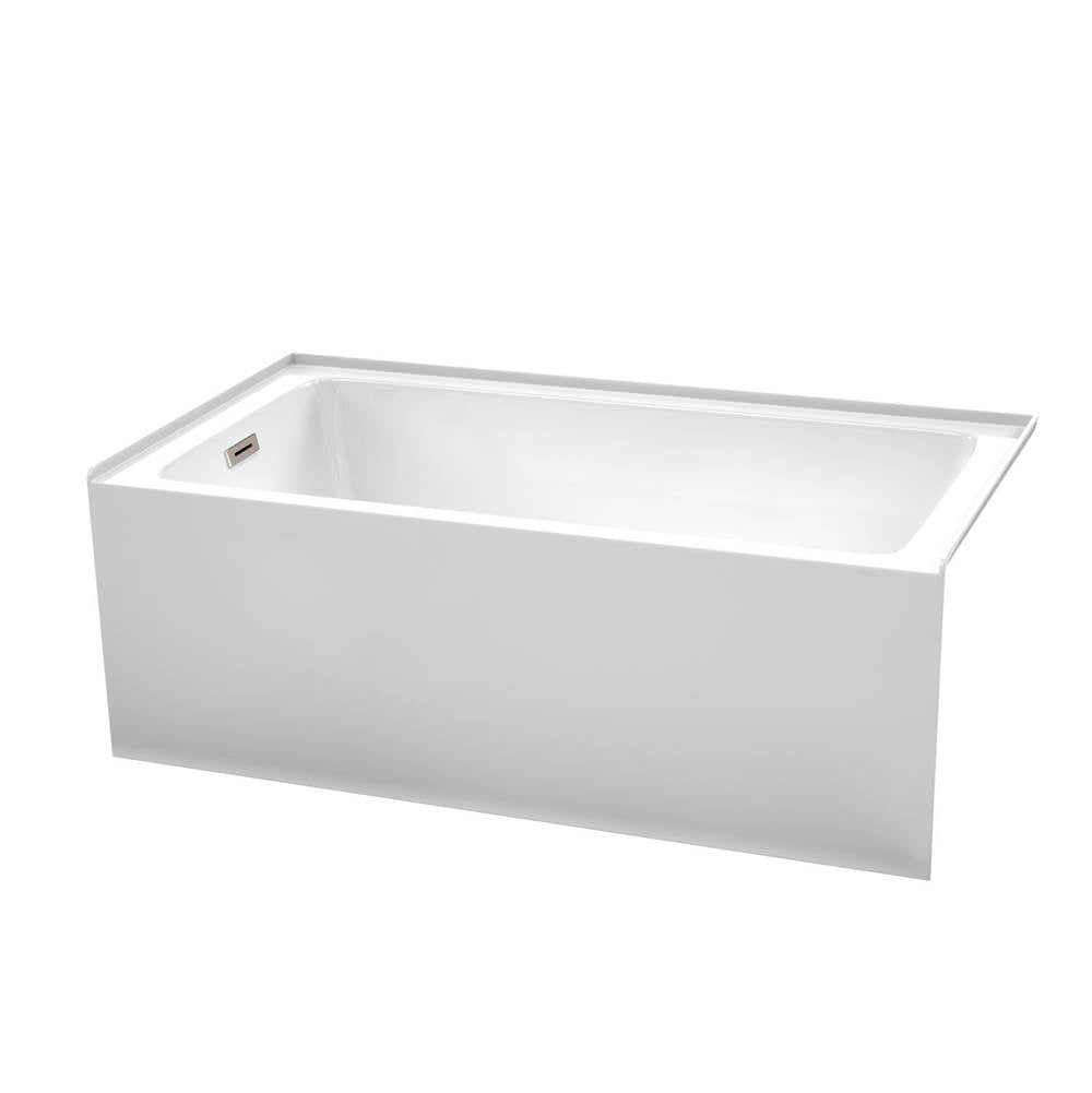 Wyndham Collection - Grayley 60 x 32 Inch Alcove Bathtub in White with Left-Hand Drain and Overflow Trim in Brushed Nickel - White With Brushed Nickel