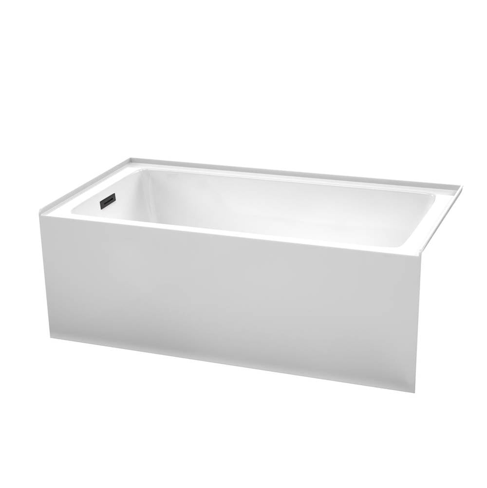 Wyndham Collection - Grayley 60 x 32 Inch Alcove Bathtub in White with Left-Hand Drain and Overflow Trim in Matte Black