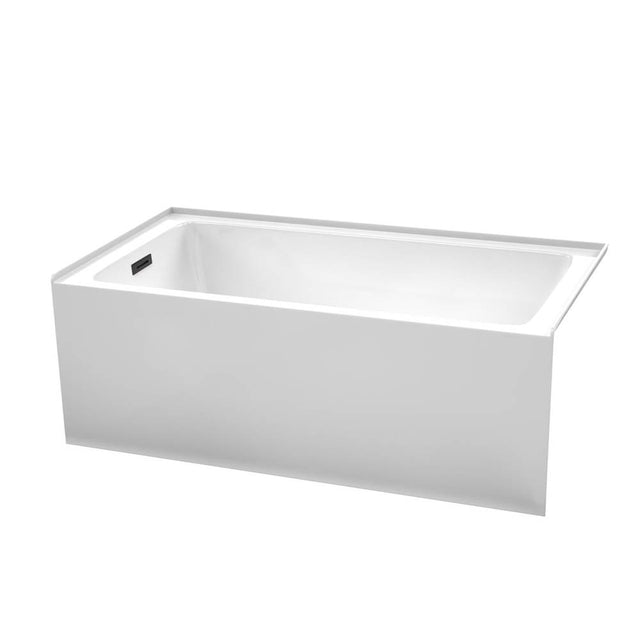 Wyndham Collection - Grayley 60 x 32 Inch Alcove Bathtub in White with Left-Hand Drain and Overflow Trim in Matte Black