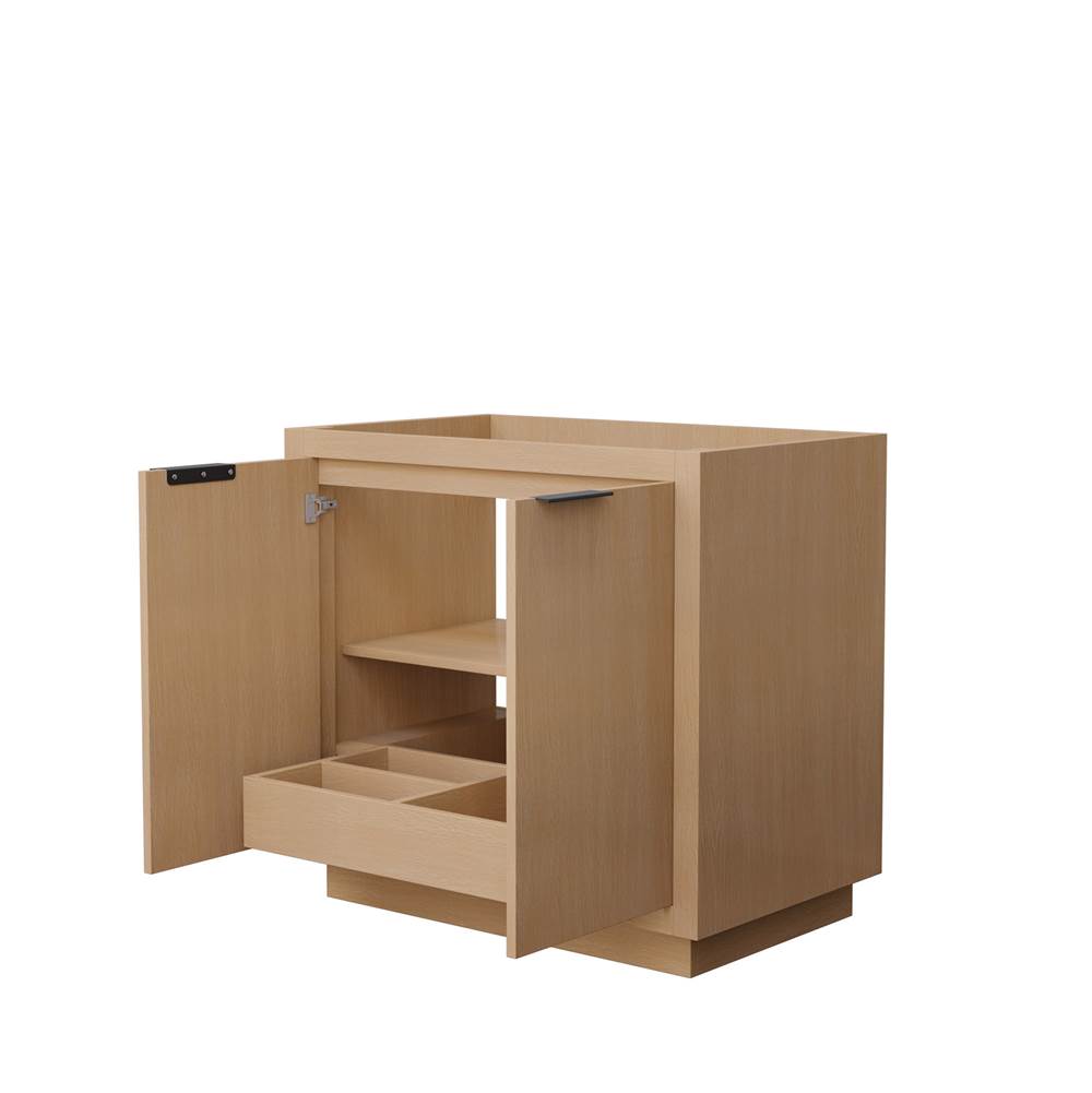 Maroni 36 Inch Single Bathroom Vanity in Light Straw, No Countertop, No Sink, Matte Black Trim