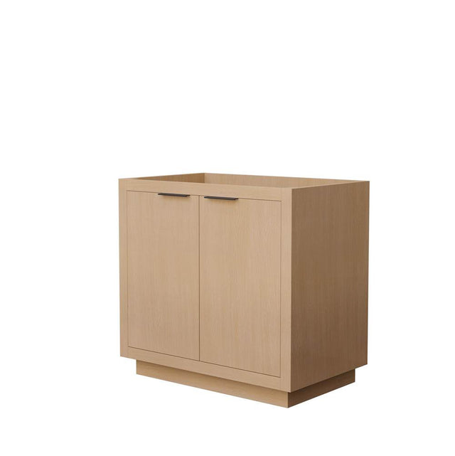Wyndham Collection - Maroni 36 Inch Single Bathroom Vanity in Light Straw, No Countertop, No Sink, Matte Black Trim