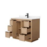 Maroni 42 Inch Single Bathroom Vanity in Light Straw, Carrara Cultured Marble Countertop, Undermount Square Sink, Matte Black Trim