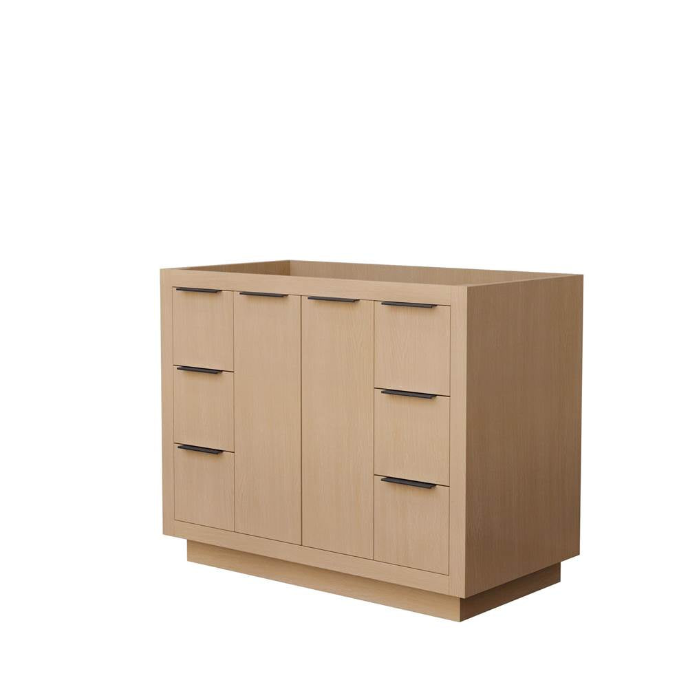Wyndham Collection - Maroni 42 Inch Single Bathroom Vanity in Light Straw, No Countertop, No Sink, Matte Black Trim