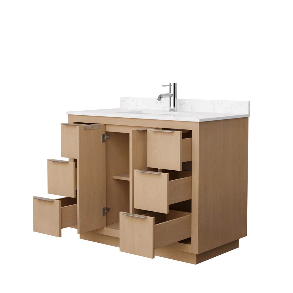 Maroni 42 Inch Single Bathroom Vanity in Light Straw, Carrara Cultured Marble Countertop, Undermount Square Sink