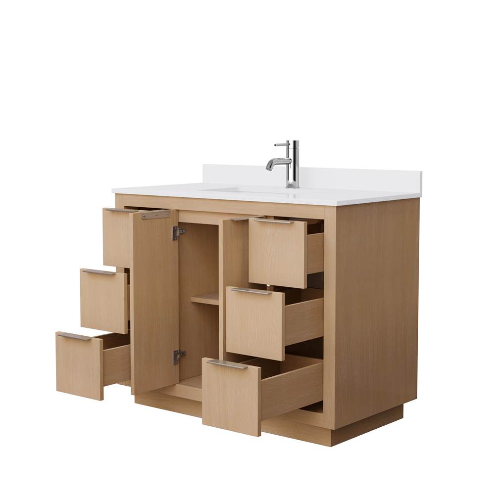 Maroni 42 Inch Single Bathroom Vanity in Light Straw, White Cultured Marble Countertop, Undermount Square Sink