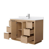 Maroni 48 Inch Single Bathroom Vanity in Light Straw, White Cultured Marble Countertop, Undermount Square Sink