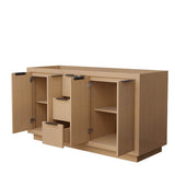 Maroni 60 Inch Double Bathroom Vanity in Light Straw, No Countertop, No Sink, Matte Black Trim