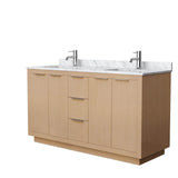 Wyndham Collection - Maroni 60 Inch Double Bathroom Vanity in Light Straw, White Carrara Marble Countertop, Undermount Square Sinks