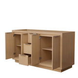 Maroni 60 Inch Double Bathroom Vanity in Light Straw, No Countertop, No Sink