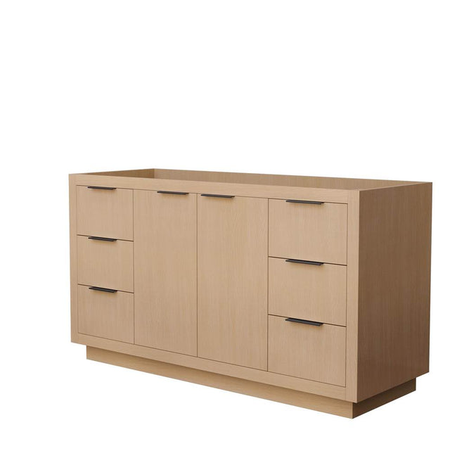 Wyndham Collection - Maroni 60 Inch Single Bathroom Vanity in Light Straw, No Countertop, No Sink, Matte Black Trim