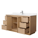 Maroni 60 Inch Single Bathroom Vanity in Light Straw, Carrara Cultured Marble Countertop, Undermount Square Sink