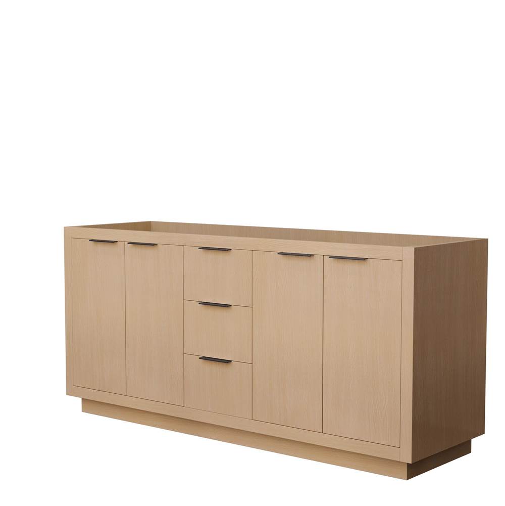 Wyndham Collection - Maroni 72 Inch Double Bathroom Vanity in Light Straw, No Countertop, No Sink, Matte Black Trim