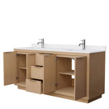 Maroni 72 Inch Double Bathroom Vanity in Light Straw, White Cultured Marble Countertop, Undermount Square Sinks
