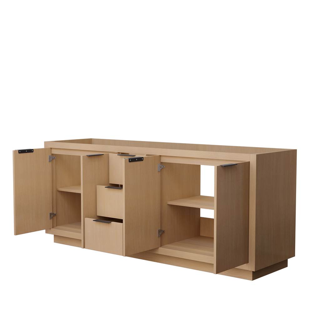 Maroni 80 Inch Double Bathroom Vanity in Light Straw, No Countertop, No Sink, Matte Black Trim