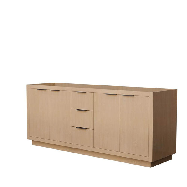 Wyndham Collection - Maroni 80 Inch Double Bathroom Vanity in Light Straw, No Countertop, No Sink, Matte Black Trim