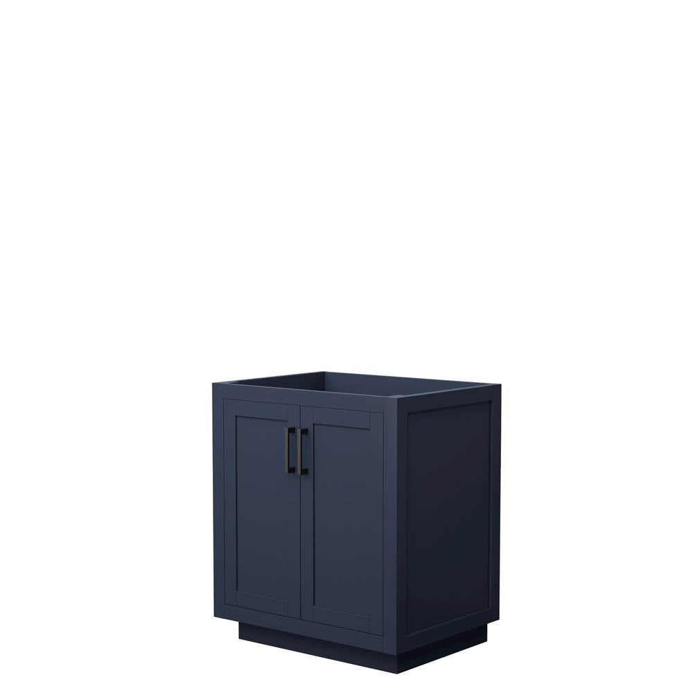 Wyndham Collection - Miranda 30 Inch Single Bathroom Vanity in Dark Blue, No Countertop, No Sink, Matte Black Trim