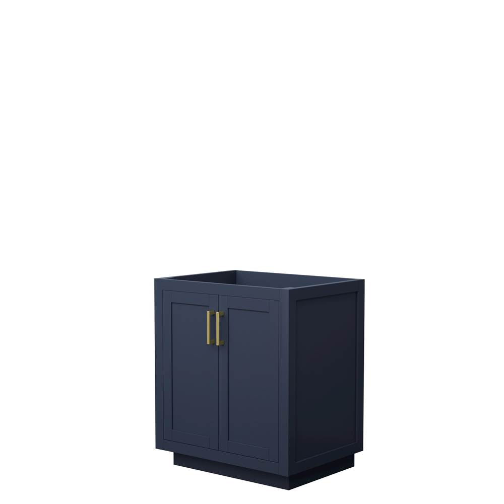 Wyndham Collection - Miranda 30 Inch Single Bathroom Vanity in Dark Blue, No Countertop, No Sink, Brushed Gold Trim