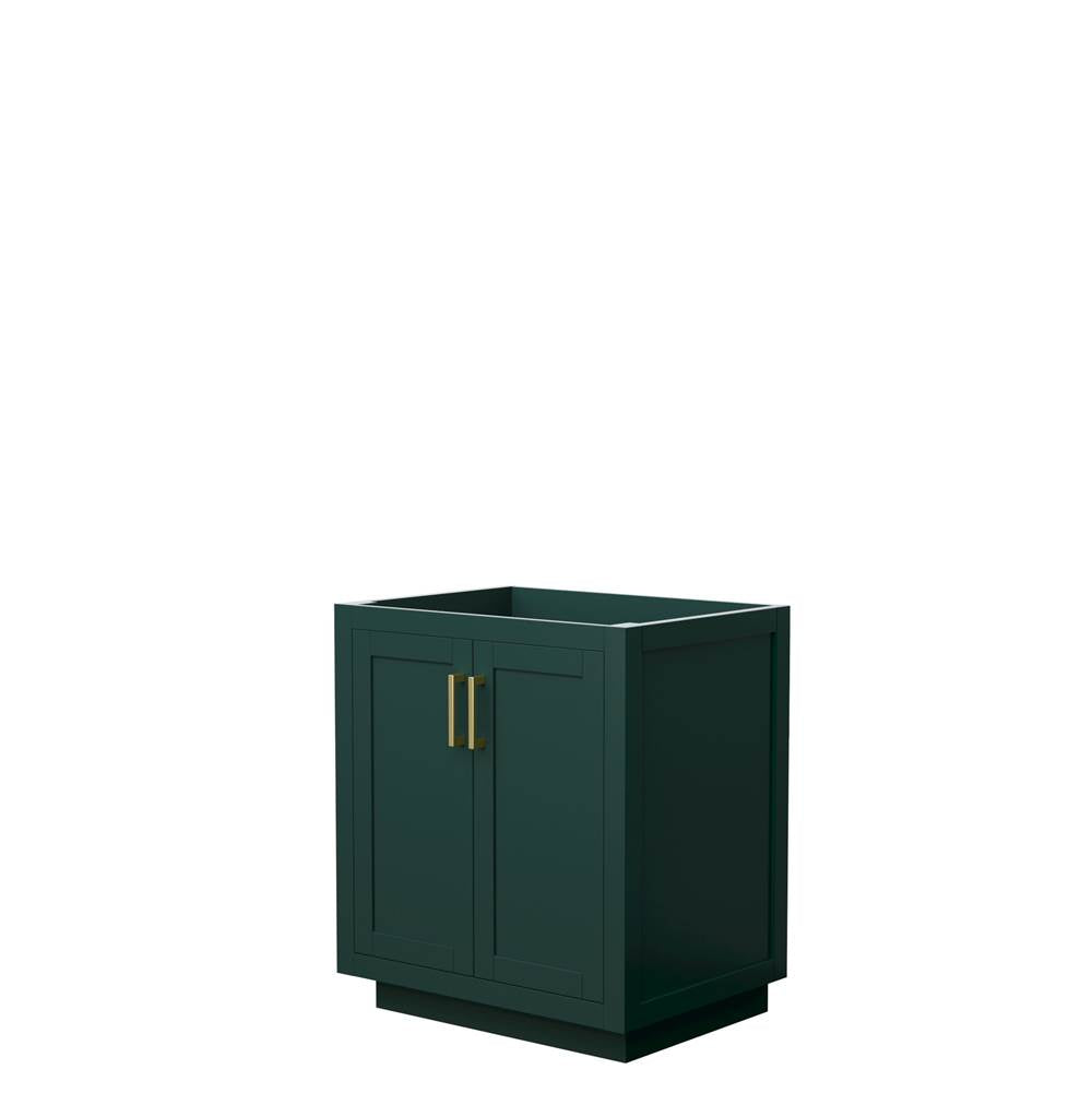 Wyndham Collection - Miranda 30 Inch Single Bathroom Vanity in Green, No Countertop, No Sink, Brushed Gold Trim