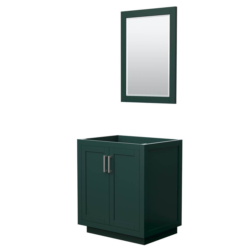 Wyndham Collection - Miranda 30 Inch Single Bathroom Vanity in Green, No Countertop, No Sink, Brushed Nickel Trim, 24 Inch Mirror