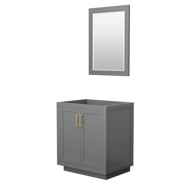 Wyndham Collection - Miranda 30 Inch Single Bathroom Vanity in Dark Gray, No Countertop, No Sink, Brushed Gold Trim, 24 Inch Mirror