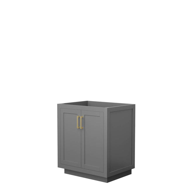 Wyndham Collection - Miranda 30 Inch Single Bathroom Vanity in Dark Gray, No Countertop, No Sink, Brushed Gold Trim