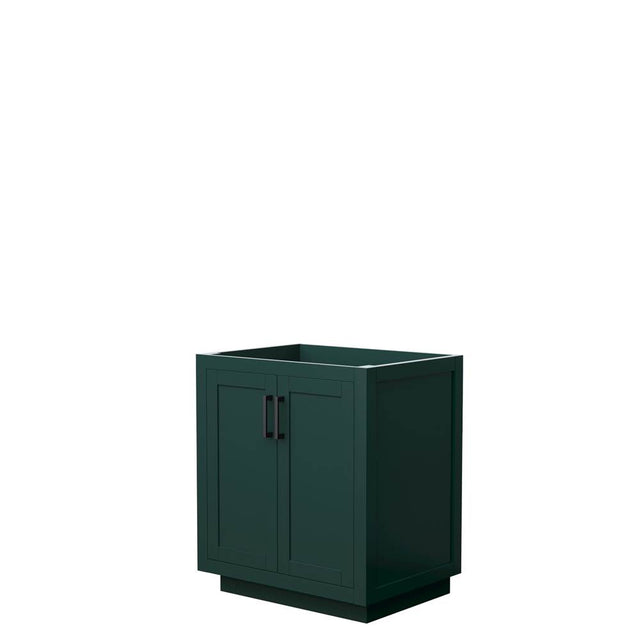 Wyndham Collection - Miranda 30 Inch Single Bathroom Vanity in Green, No Countertop, No Sink, Matte Black Trim