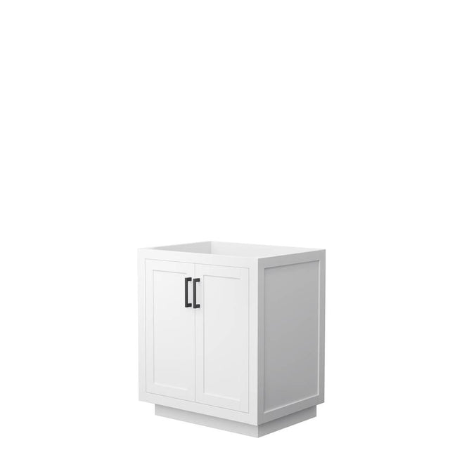 Wyndham Collection - Miranda 30 Inch Single Bathroom Vanity in White, No Countertop, No Sink, Matte Black Trim