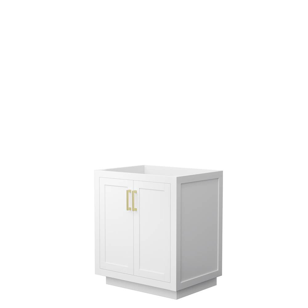 Wyndham Collection - Miranda 30 Inch Single Bathroom Vanity in White, No Countertop, No Sink, Brushed Gold Trim